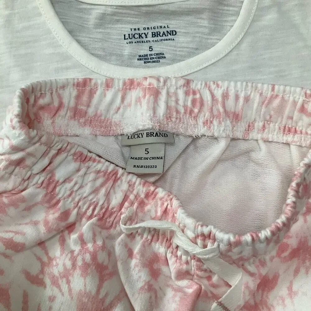 Lucky Brand Girls Short Outfits 4 Piece Sets Blue Pink Size 5 NEW